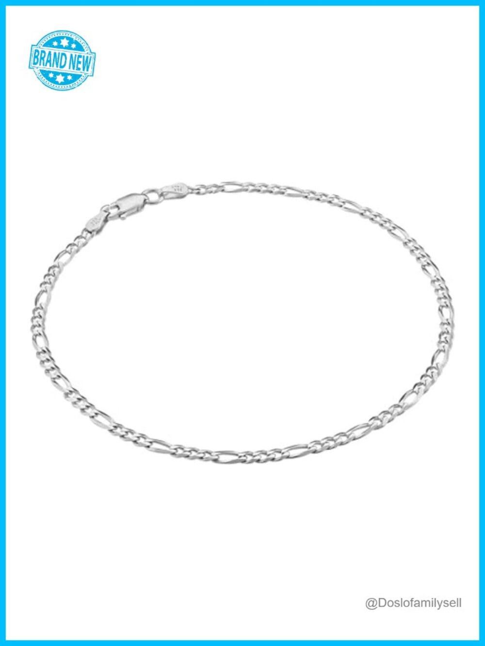 Solid 925 Sterling Silver Ankle Bracelet, Made in Italy, Waterproof